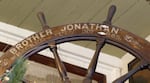 This screen grab shows the wheel of the S. S. Brother Jonathan, lost at sea in 1865. The wheel is on display at Dan and Louis Oyster Bar in Portland.