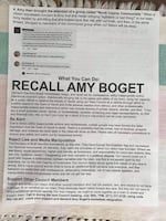 A flier circulated in the town of Yacolt in July 2020. The flier warns of outside groups coming to the town, after councilor Amy Boget proposed the town denounce systemic racism.