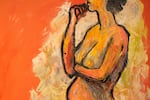 Enterprise painter Bob Fergison favors the bold outlines of Expressionist artists like Max Beckmann in his nudes.