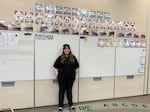 Midland Elementary School music teacher Anneliese Kellogg in their classroom on Aug. 25, 2026.