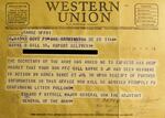 Telegram notifying Corporal Gill's parents that he was Missing In Action.