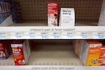 A CVS pharmacy in California running low on children's pain and fever relief medicines, pictured earlier this month.