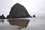 The famous Haystack Rock at Cannon Beach on the Oregon Coast.