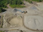 Drone images, taken by a nearby resident, show rock crushing operations at the Zimmerly mine. A 2018 court case found that the mine's permit did not cover rock crushing operations, and the mine temporarily removed crushing equipment in April 2018. Operations resumed in July, and this image was taken on Aug. 3, 2019.