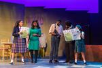 Cast members, from left, Simone Miller, Syairah Sims, Gideon Nartey-Tokoli, Elijah Sims and Viola DeVigal sing the song "If You Can Come To Work" as part of "Vanport The Musical."