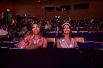 Head judge Madame Brazil (left) and judge Danielly Drugge (right) watch as the Miss Trans Global contestants present their grand final gowns. Worried that the pageant would be targeted by anti-transgender protests, Miss saHHara, the pageant's organizer, chose not to advertise the event. As a result, the pageant's two public nights were sparsely attended.