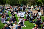 About a thousand people gathered in North Portland on Friday, July 3, 2020, to hear a string vigil for the life of Black violinist Elijah McClain.