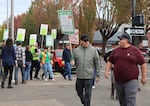 Corvallis city workers held a picket line in front of the Corvallis City Hall on Oct. 14, 2026.