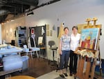 Lisa (left) and Lori Lubbesmeyer (right) at their studio in Bend.