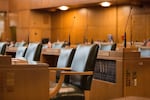 Empty seats await lawmakers in the Oregon House Chamber on April 30, 2019, in Salem, Ore.