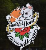 The logo of Grateful Heart has the faces of two pets who belonged to nurse DeeDee Remington and Dr. Katy Felton. Felton says Grateful Heart’s logo was designed with Portland's tattoo culture in mind.