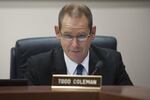 Port of Vancouver CEO Todd Coleman attends a commission meeting at the Port of Vancouver on April 28.