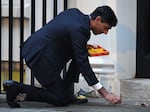 Rishi Sunak lights a candle for Diwali in Downing Street on Nov. 12, 2020 in London.