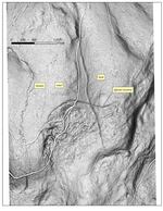 LIDAR laser mapping reveals a fault line as a visible scar on the landscape running vertically through the same region.