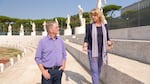 Rick with local expert Francesca Caruso at Mussolini’s Stadio dei Marmi, at the Foro Italico in Rome