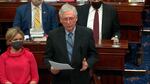 Senate Minority Leader Mitch McConnell of Ky., speaks before the Senate voted to award the Congressional Gold Medal to U.S. Capitol Police offer Eugene Goodman for his actions during the Jan. 6 riot, as the Senate took a break from the second impeachment trial of former President Donald Trump in the Senate at the U.S. Capitol in Washington, Friday, Feb. 12, 2021.