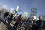 In this provided photo, nurses from St. Charles Medical Center in Bend hold an informational picket on April 24, 2023. Nurses announced they intended to go on strike beginning June 12, 2023.