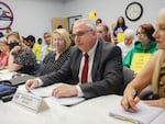 David Sumrall, the head of the Republican Party in Georgia's Bibb County, presents his case to challenge the eligibility of nearly 800 voters at a hearing in Macon in May.