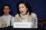 FILE - Sen. Maria Cantwell, D-Wash., speaks during a panel discussion on Capitol Hill, Feb. 26, 2026, in Washington. 