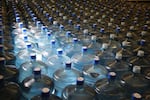 Water stored in an old reservation school during an outage, Aug. 2, 2019. 