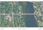 The Trump administration's proposal for the arch includes this map, showing how Memorial Circle is situated between