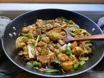 Irish lamb stew with spring vegetables and potato-dulse dumplings