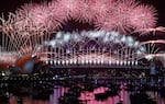 Fireworks light up the sky over the Sydney Harbour Bridge and the Sydney Opera House 