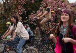 Participants ride on a homemade tandem bike on April 11, 2026 in Portland, Ore. The basic rule of the Ladds 500 relay is that participants must switch riders or equipment at least 10 times.