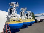 An undated handout photo showing research moorings which provide continuous monitoring of ocean conditions as part of the National Science Foundation Ocean Observatories Initiative. 