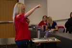 Jenn Hicks in her advisory class at Mountainside High School in Beaverton.