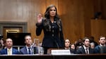 South Dakota Gov. Kristi Noem, President-elect Donald Trump's nominee to be Secretary of Homeland Security, is sworn in before the Senate Homeland Security and Governmental Affairs Committee for her confirmation hearing, at the Capitol in Washington, Friday, Jan. 17, 2025.