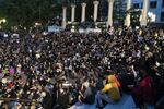 Massive crowds gathered in Portland for a fourth evening of protests over the killing of George Floyd, a Black man from Minneapolis who was killed after an officer pushed his knee into his neck for nearly nine minutes on June 1, 2020. Unlike previous nights of protests, there was a limited police presence on Portland streets, and demonstrators remained peaceful throughout five hours of marching.