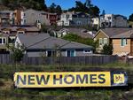 A homebuilder advertises in a Petaluma, Calif., development on May 2, 2024.