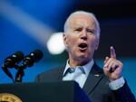 President Joe Biden speaks at a political rally at the Philadelphia Convention Center in Philadelphia, Saturday, June 17, 2023.