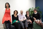 "Think Out Loud" producers and host (left to right) Samantha Matsumoto, Allison Frost, Dave Miller, Julie Sabatier and Sage Van Wing.