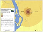 A map of the cadmium hot spot near Bullseye Glass in Southeast Portland.