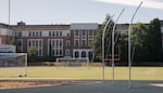 The soccer field and side of Jefferson High School in Portland on September 6, 2023. Jefferson High School students will have to bus to different schools during construction from 2024 to 2027. 