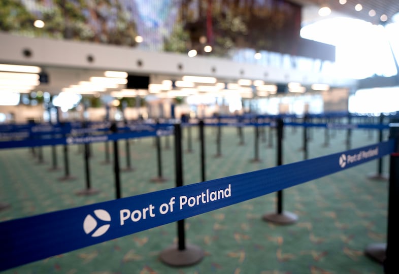 The queuing areas entering the TSA checkpoints, Aug. 2, 2024.