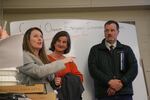 State Rep. Cheri Helt, R-Bend, praises emergency planners in Bend, Ore., with Bend Mayor Sally Russell and Deschutes County Commissioner Tony DeBone at a meeting on Monday, March 2, 2020. 