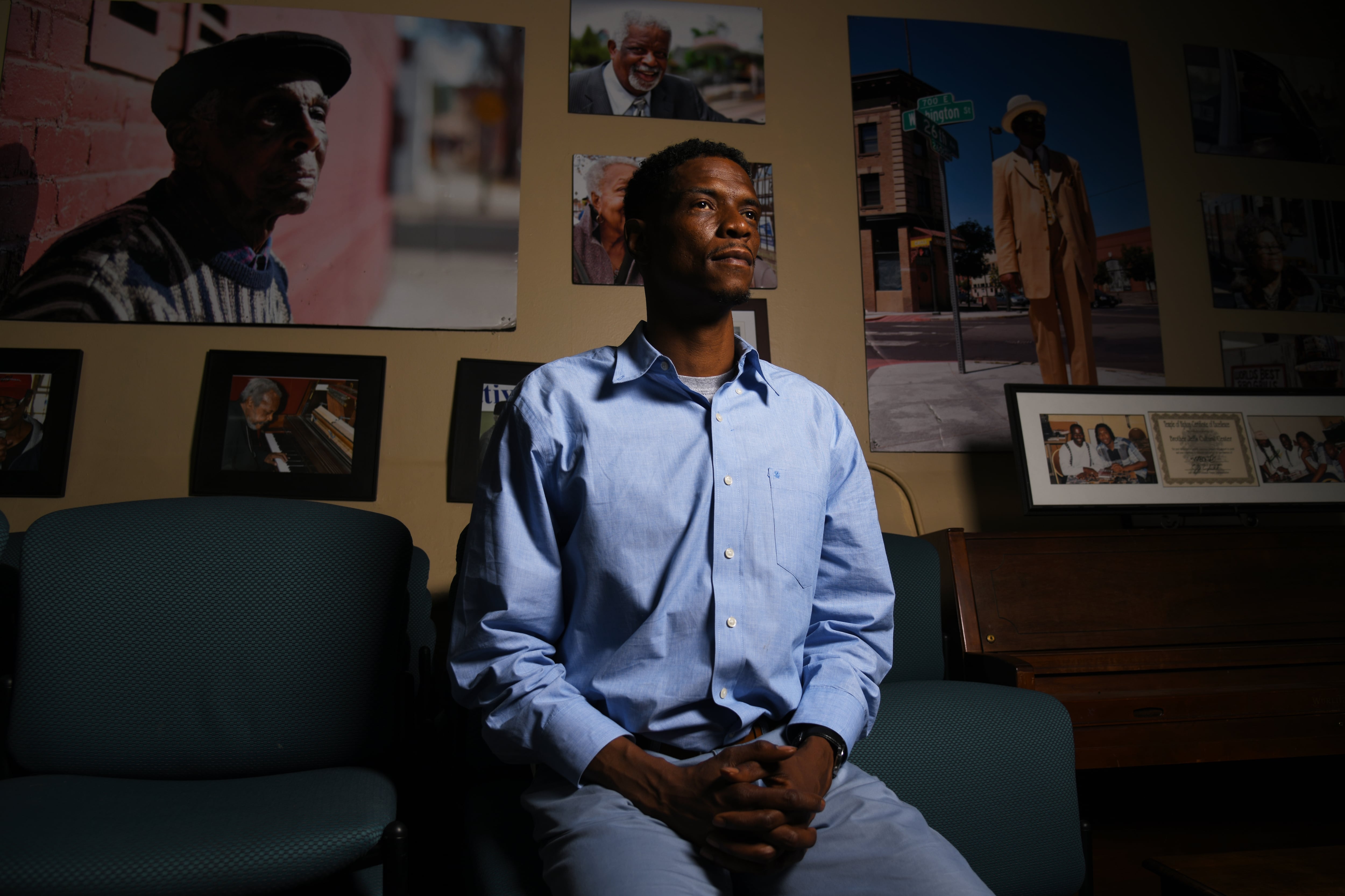 Norman Harris III, organizer of Juneteenth Music Festival, poses for a portrait at Brother Jeff's Cultural Center in Five Point Denver, Colorado on Friday, June 4, 2021.