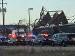 Authorities respond to the scene of a reported building collapse near the Boise Airport on Wednesday, Jan. 31, 2024, in Boise, Idaho.
