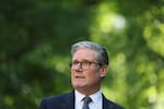 Britain's Prime Minister Keir Starmer speaks during a reception following the UK-EU summit, in London on Monday.