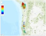 Dots represent slow-slip tremors detected between Aug. 13 and Aug. 27.