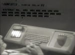 In this image from 1968, Douglas Engelbart demonstrates the use of text on screen, using his revolutionary computer design.