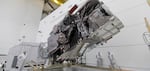 A NOAA weather satellite known as GOES-17 is prepared for launch in 2018.