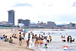 This photo provided on July 2, 2025, by the North Korean government shows a beach resort in the Wonsan-Kalma eastern coastal tourist zone on July 1, 2025.