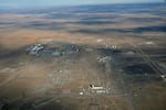 An aerial view of the Central Plateau at the Hanford Nuclear Reservation.