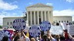 Demonstrators rally in support of abortion rights at the Supreme Court in Washington, D.C., on Saturday.