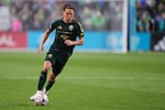 FILE — Portland Timbers midfielder Cole Bassett, shown in this July 16, 2026 file photo taken in Seattle, scored twice in Thursday night's win over Club Puebla.
