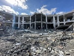 The destroyed Abu Youssef al-Najjar hospital in Rafah following the withdrawal of Israeli troops withfor the city center during the ceasefire.